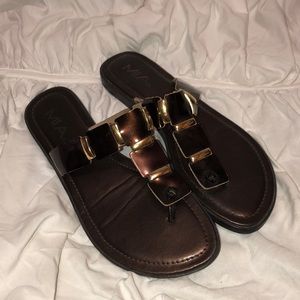 Brown and gold sandals